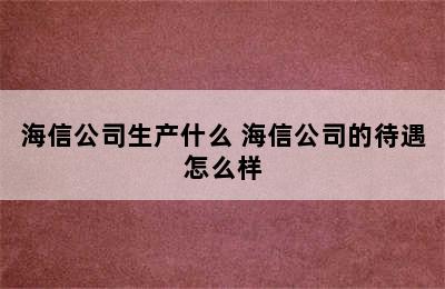 海信公司生产什么 海信公司的待遇怎么样